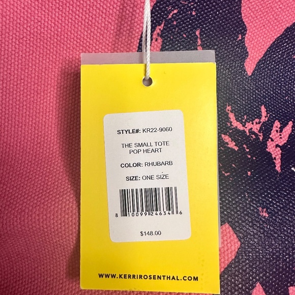 KERRI ROSENTHAL - The Small Tote Pop Heart Bag In Rhubarb NEW (Retail $148) - Picture 4 of 4